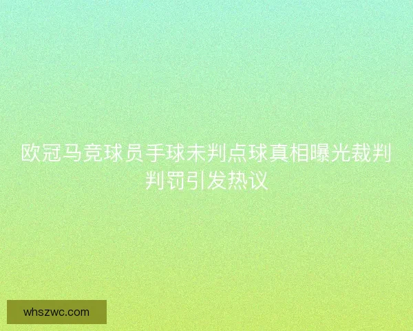 欧冠马竞球员手球未判点球真相曝光裁判判罚引发热议