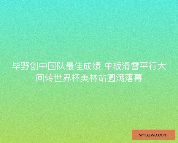 毕野创中国队最佳成绩 单板滑雪平行大回转世界杯美林站圆满落幕